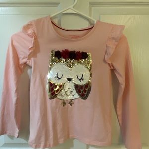 Size 7/8 Girls Sequined Owl Top w/ matching knit leggings